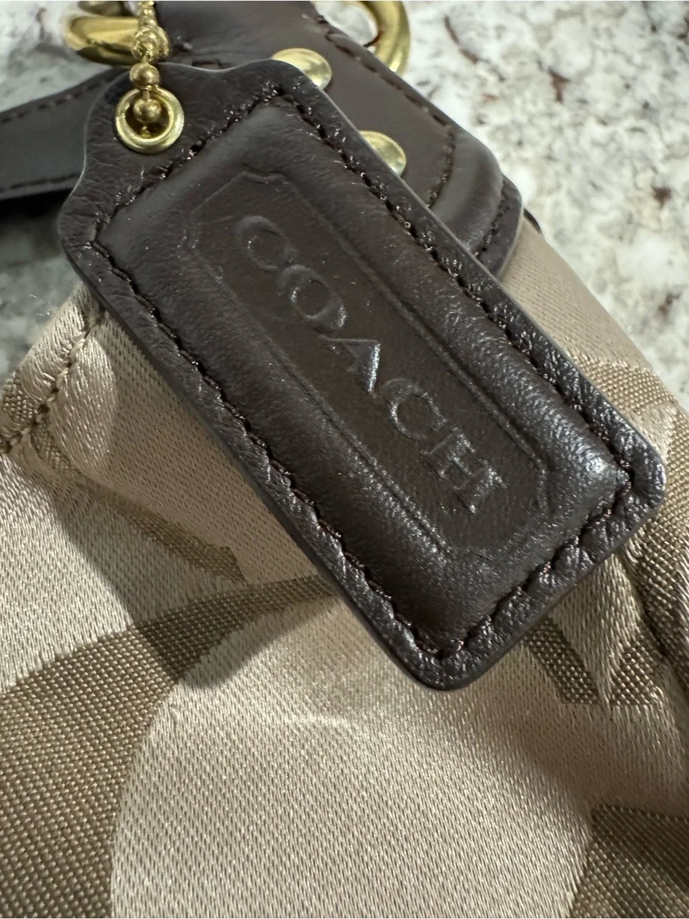 Coach Campbell Signature Hobo large shoulder bag Tan Logo Monogram